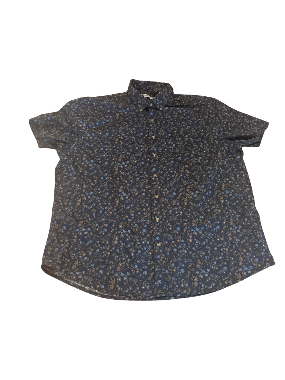 EUC Sonoma Mens XXL Short Sleeve blue floral button down shirt